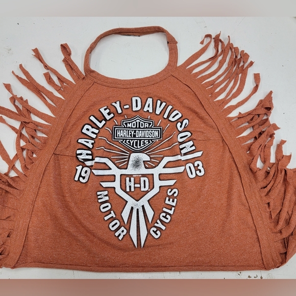 Harley Davidson Fringe Halter Top Upcycled - Picture 7 of 7